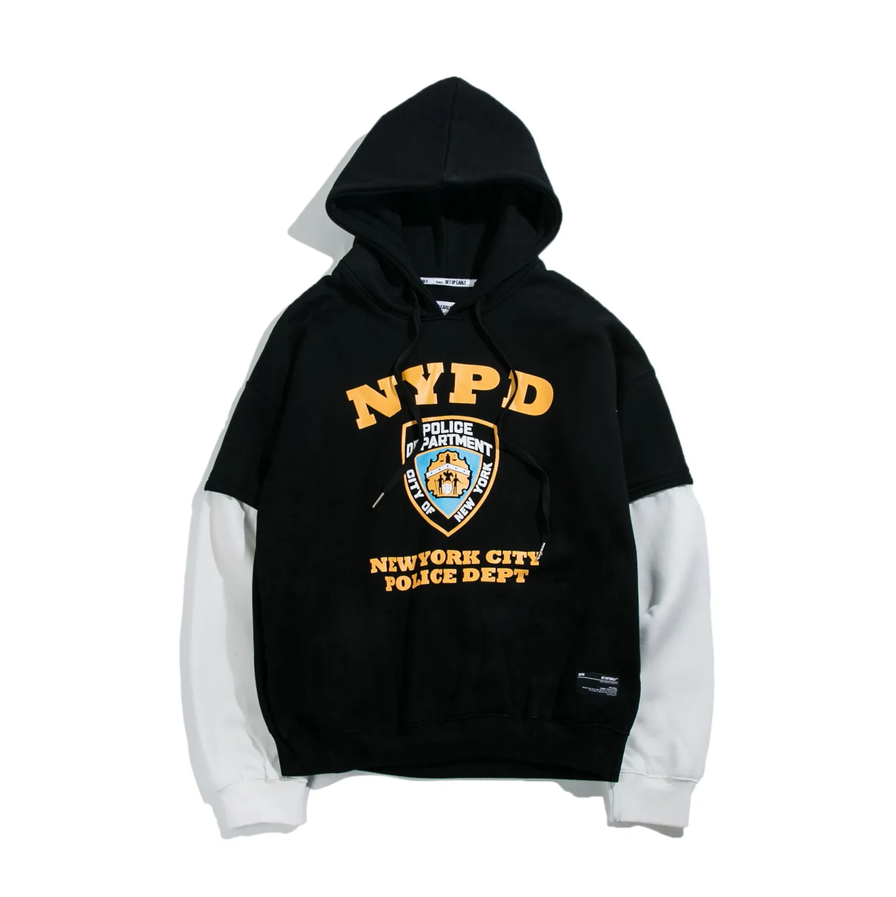 Белый NYPD Забавный принт мужские толстовки пэчворк с капюшоном топы уличная одежда толстовки в стиле хип-хоп Swag Track флисовые трендовые парные мужские толстовки - Цвет: Белый
