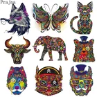 Наклейки Prajna, Термотрансферная нашивка с животными, термотрансферы для одежды, термотрансферы с Львом, футболка, ретро винтажная аппликация