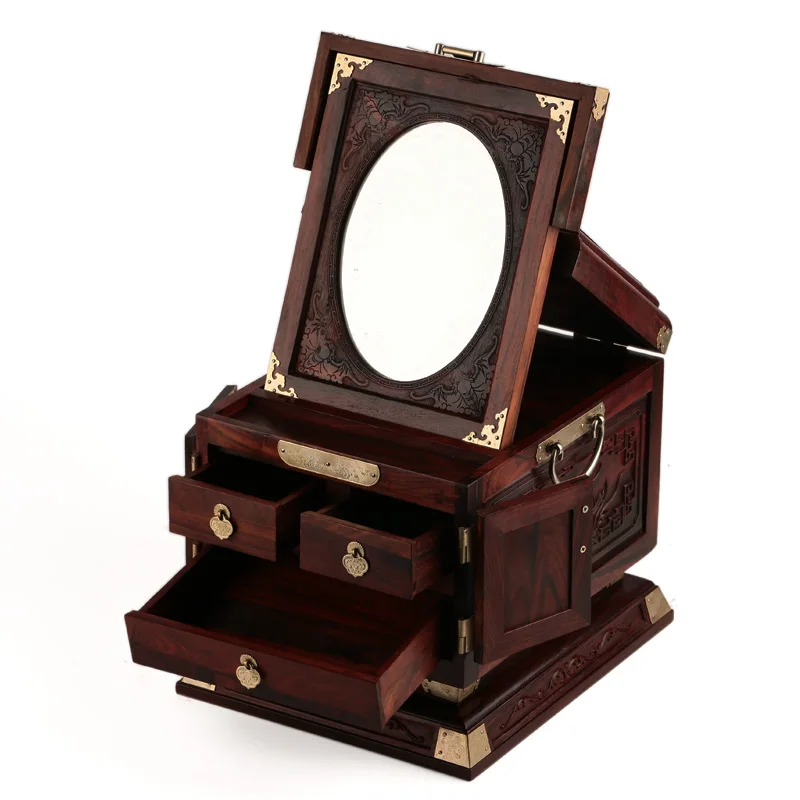 home decor Rosewood rosewood wooden jewelry box carved wood wedding oversized mirror with lock | Дом и сад