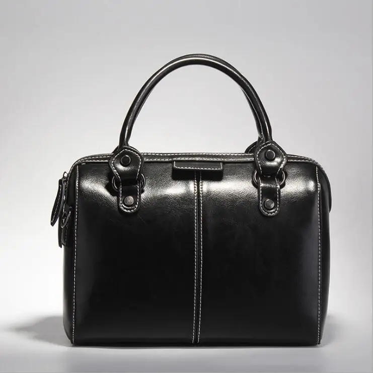 Дамские черные сумочки из натуральной кожи белые модные с нежной нитью женские