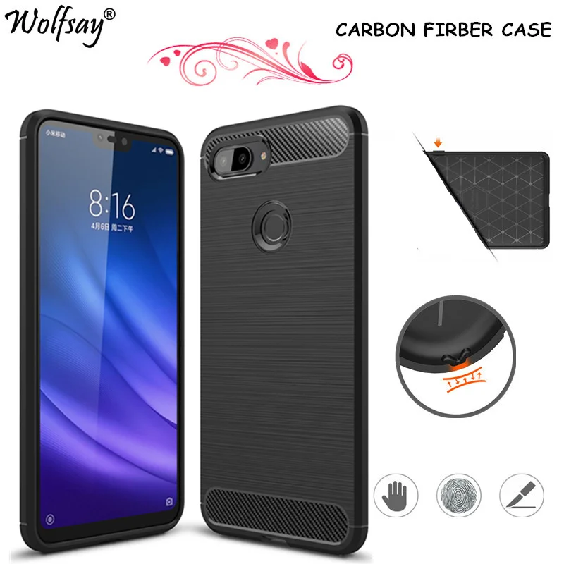 Чехол из углеродного волокна Wolfsay для Xiaomi Mi 8 Lite чехол 6 26 &quotмягкий резиновый