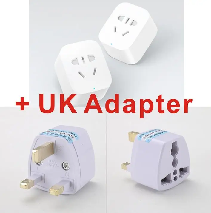 add UK adapter Xiaomi Mijia, умная розетка, Wi-Fi версия, беспроводной пульт дистанционного управления, адаптер питания, ВКЛ./ВЫКЛ., с управлением через приложение для телефона - Цвет: add UK adapter