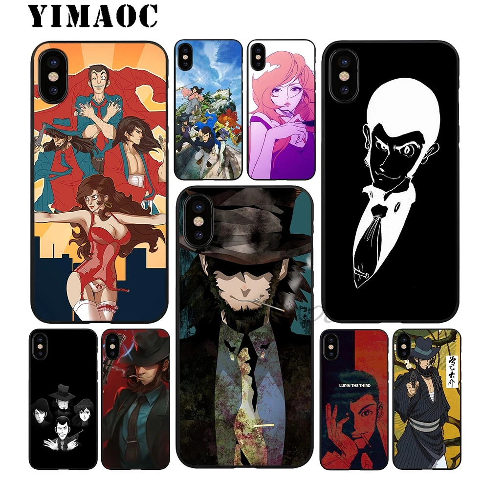 YIMAOC Lupin III Part V Soft TPU Black Silicone Case for iPhone X or 10 8 7 6 6S Plus 5 5S SE Xr Xs Max |
