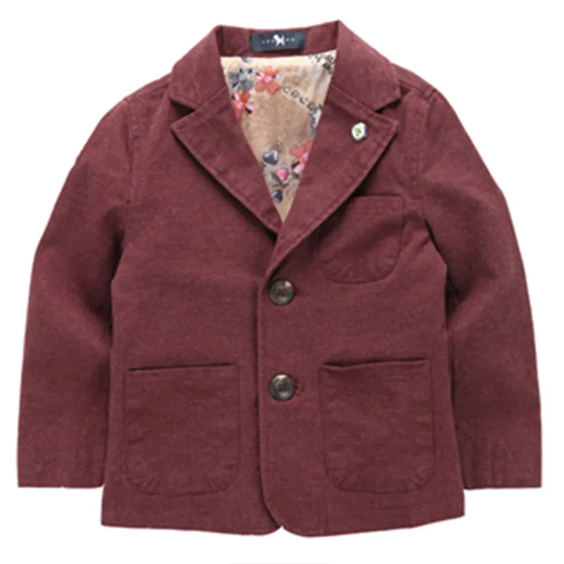 

new arrival woven cotton 100% boy blazer solid Wine Red