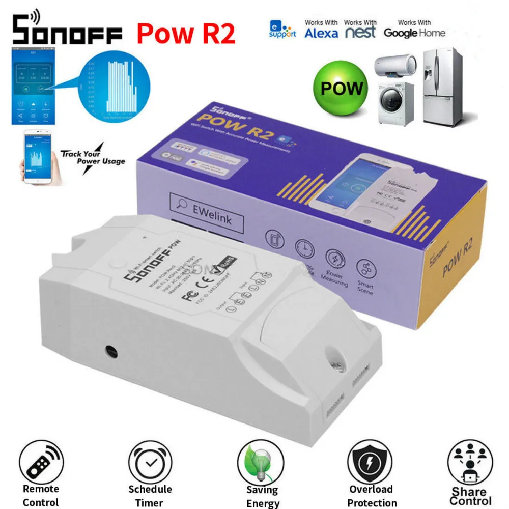 Интеллектуальный выключатель света Sonoff POW R2 в режиме реального времени