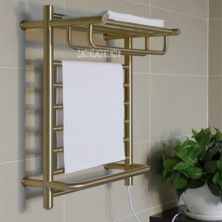 

XY-PMK1100 Household 304 Stainless Steel Electric Towel Drying Rack Wall Mounted Towel Warmer Bathroom Golden Heated Towel Rail