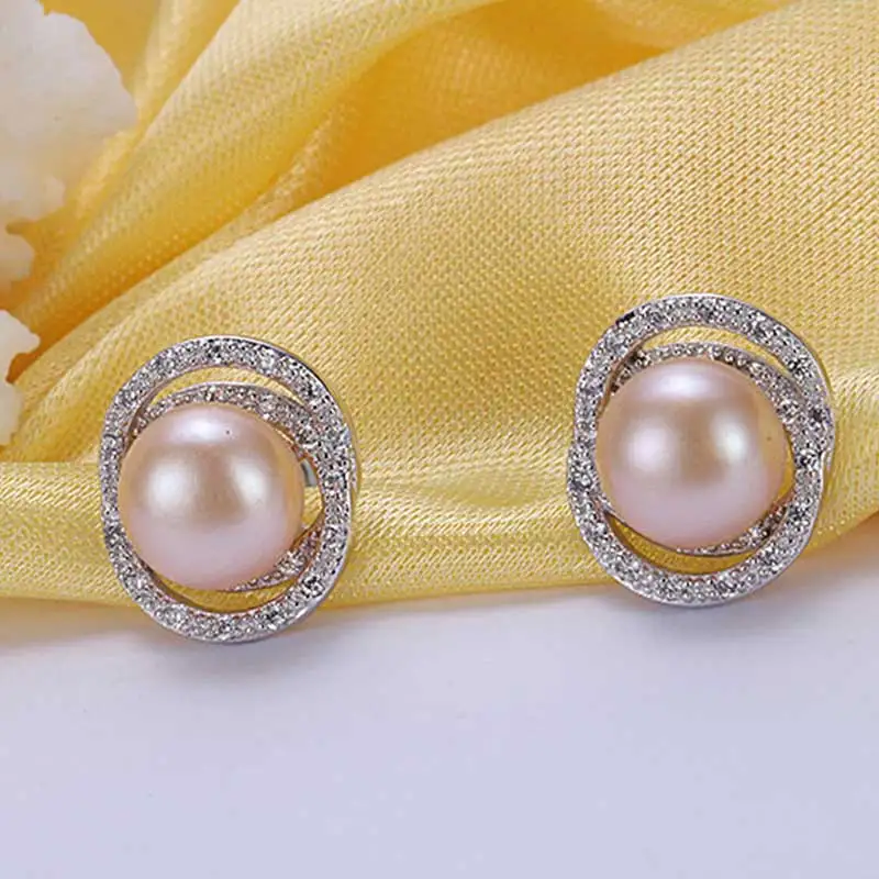 Серебряные серьги гвоздики с жемчугом (925 проба). Свадебные и обручальные для