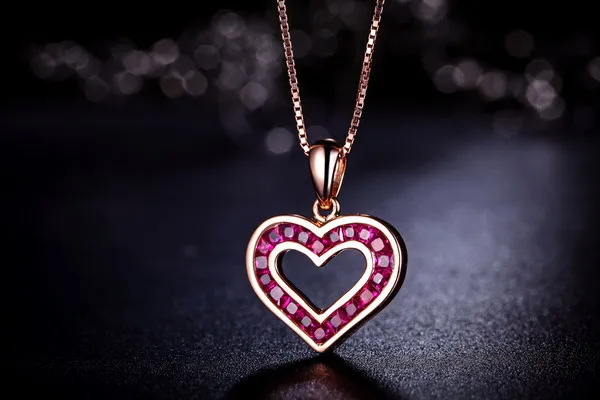 ZOCAI в форме сердца 1 0 CT сертифицированные подлинные рубиновые колье из розового
