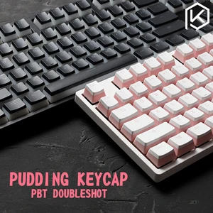 pudding pbt doubleshot keycap oem back light for mechanical keyboards milk white pink black gh60 poker 87 tkl 104 108 ansi iso free global shipping