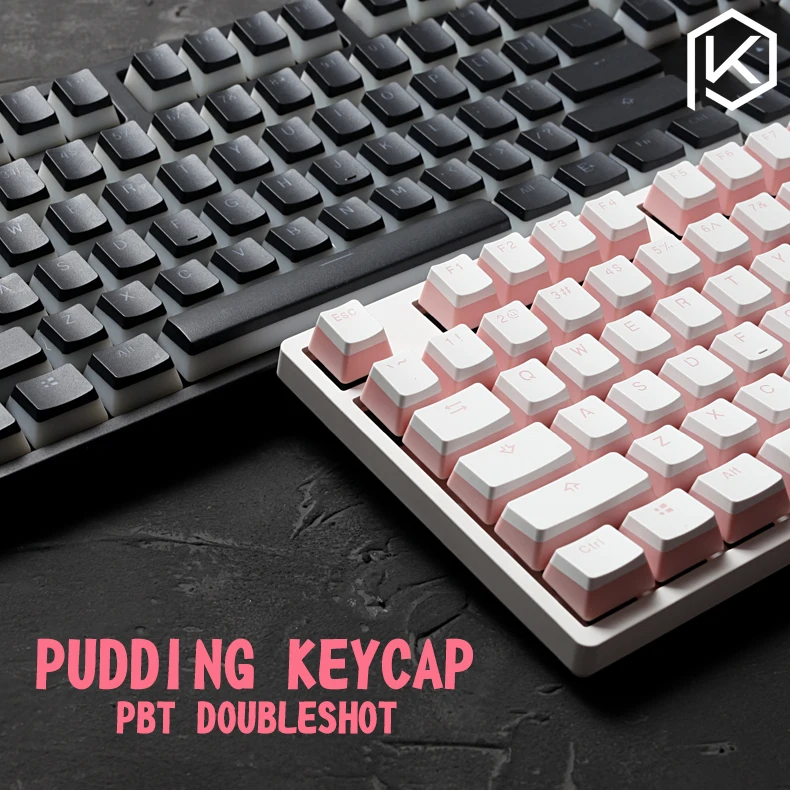 Traseira para Teclados Pudim Doubleshot Keycap Luz Mecânicos Leite Branco Rosa Preto Gh60 Poker 87 Tkl 104 108 Ansi Iso Pbt Oem