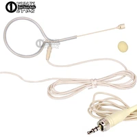 skin color single earhook headset microphone 3 5mm screw lock stereo plug condenser mic for wireless system bodypack transmitter