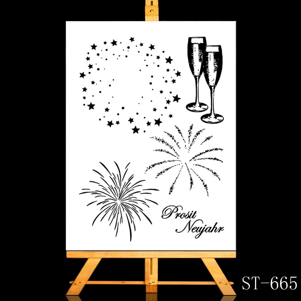 

Delicious Champagne / bloom of fireworks Transparent and Clear Stamp DIY Scrapbooking Album Card Making DIY Decoration Making