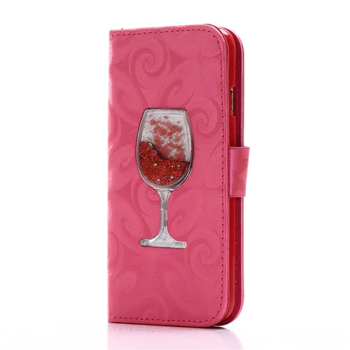 red Quicksand кошелек бокал для вина чехол для iphone 5 5S SE 6 6s 7 8 plus чехол роскошный модный чехол-подставка для iphone 7 чехол для телефона карта - Цвет: red