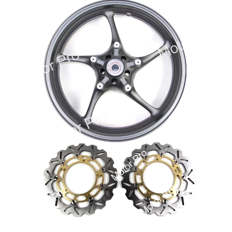 Black Rim Gold Disc Для Yamaha YZF R6 R1 2006-2012 обода переднего колеса плавающий тормозной диск ротора наборы мотоцикл YZF-R6 2007 2008 2009 2010 2011 - Цвет: Black Rim Gold Disc