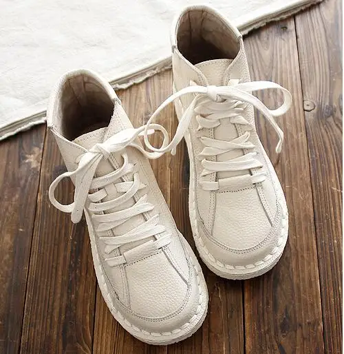 Beige Careaymade/Лидер продаж; Новинка; ручной работы; Верхний слой из натуральной кожи; Прошитые бархатные женские Ботинки martin - Цвет: Beige