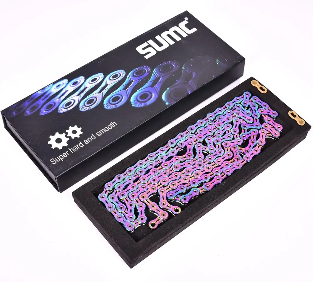 SUMC 9 10 11 12 speed Bicycle Rainbow Chain Colorful MTB Mountain Road Bike Shifting Chain With Missinglink For Shimano Sram