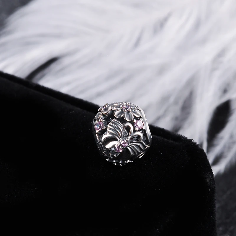 Devolove S925 серебро бабочка разделитель для шармов Fit Pandora очаровательный посеребренный браслет ювелирные украшения в подарок