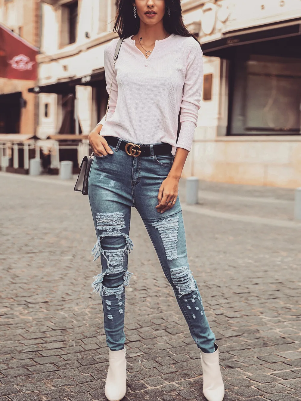 2019 Осенняя Женская Модная элегантная Вязаная блуза для отдыха женский