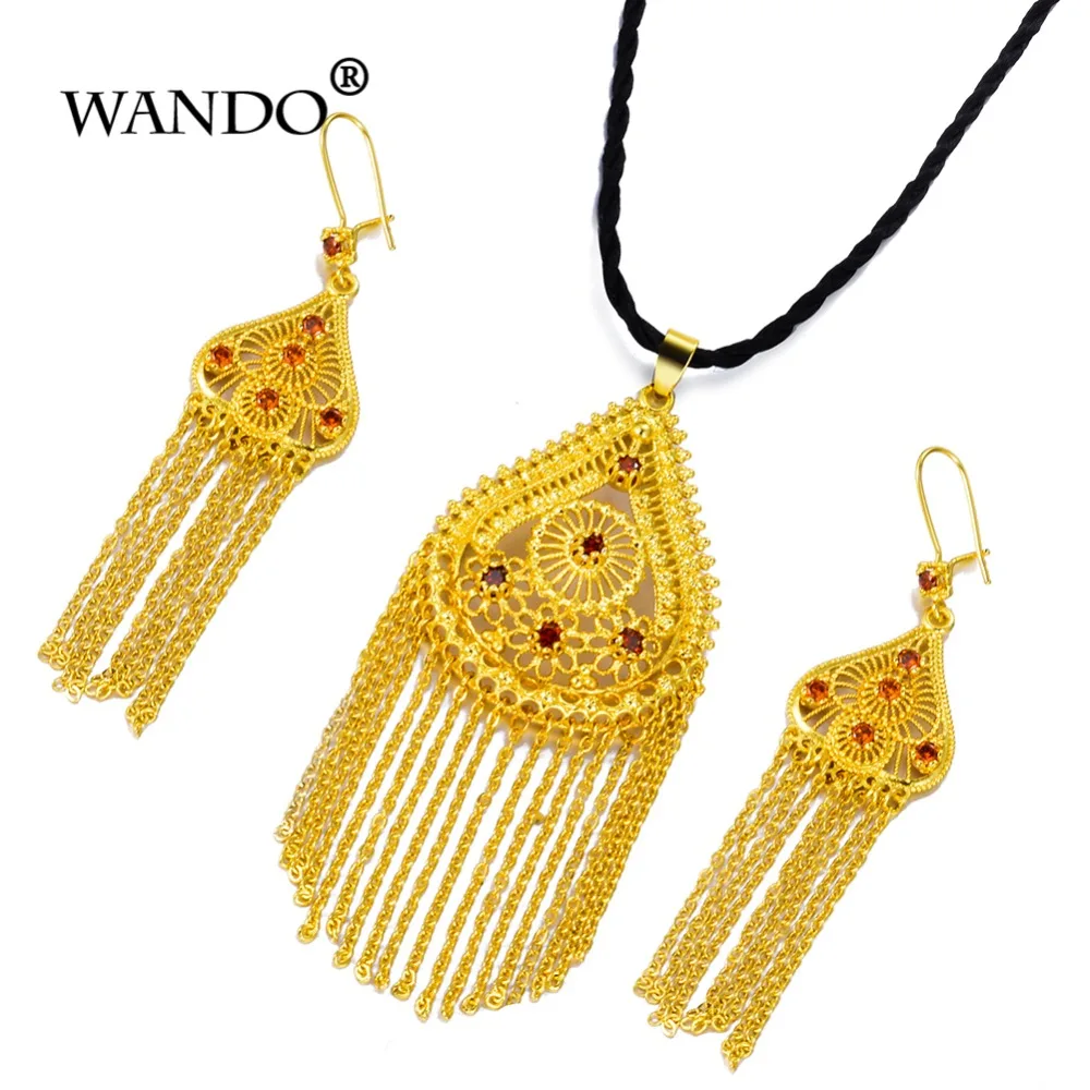 Wando индийский Эфиопский золотой комплект ювелирных изделий роскошные свадебные