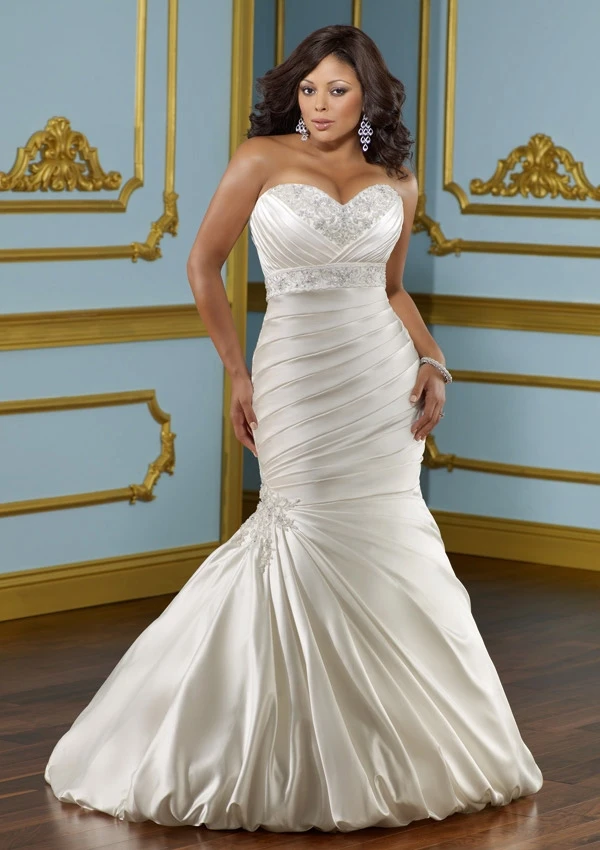 Размера плюс Русалка торжественные платья 2016 VESTIDO DE NOIVA sereia Милая Вышивка бисером