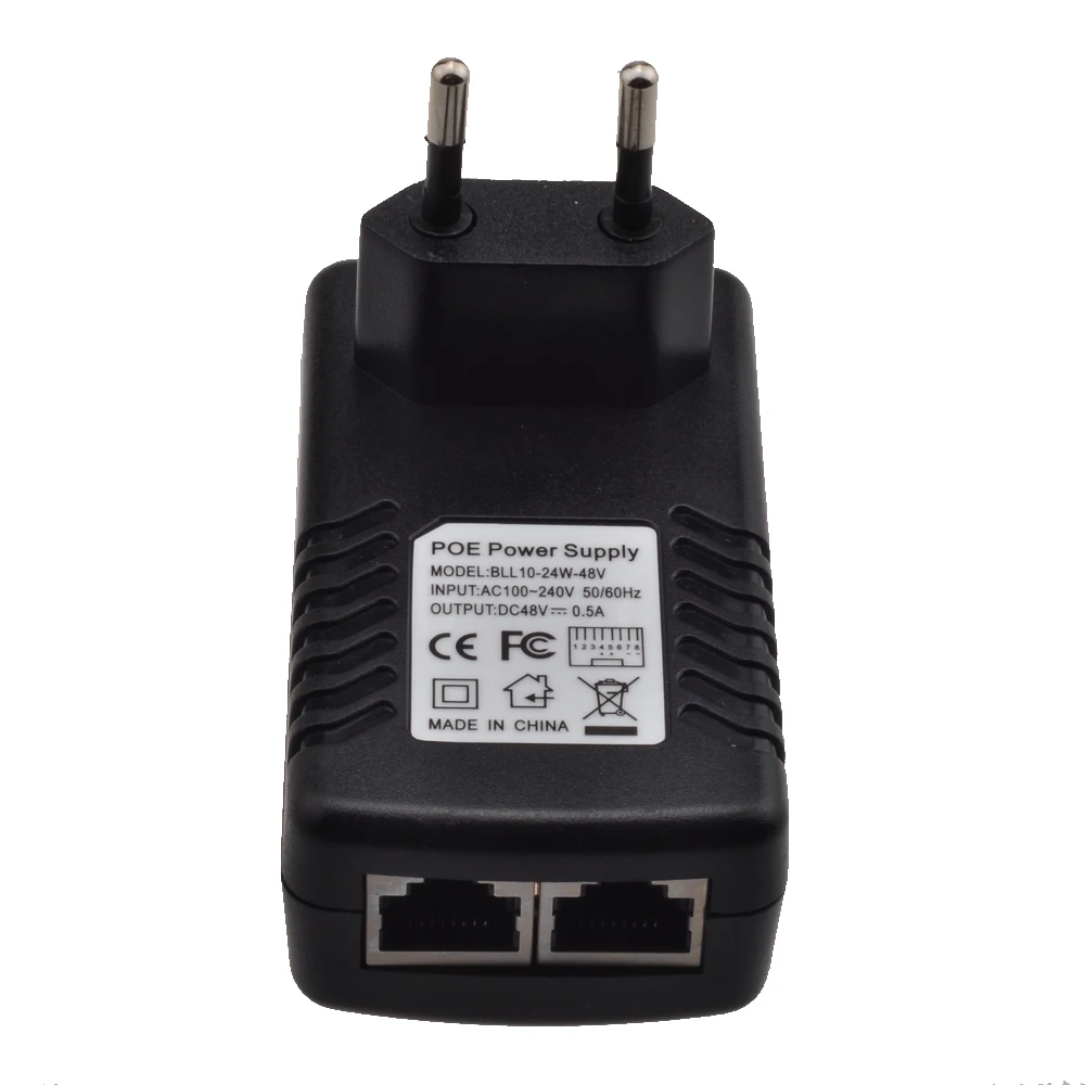48V источник питания от сети Ethernet локальная сеть CCTV Мощность адаптер 0.5A 24 Вт, POE, pin4/5(+), 7/8(-) совместим с IEEE802.3af для ip-камера телефоны