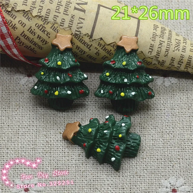 

Flat Back Christmas tree for Holiday Decoration printing crafts 21*26mm 50pcs/lot R756