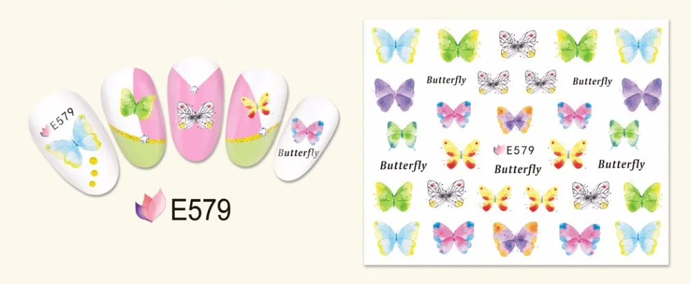 E series Newest and hottest design E578-588 butterfly 3D nail sticker | Красота и здоровье