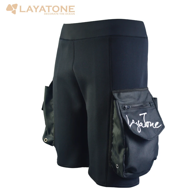 LayaTone 3 мм Неопреновые шорты для дайвинга для мужчин сёрфинга Подводное плавание гидрокостюм Tech Короткие плавающие гребли для плавания подводное плавание карманные брюки