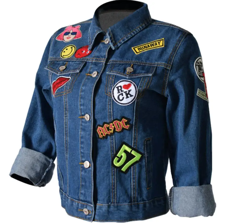 2018 осень Мода Новое Поступление Вышивка буквы джинсы свободные BF сзади джинсовая