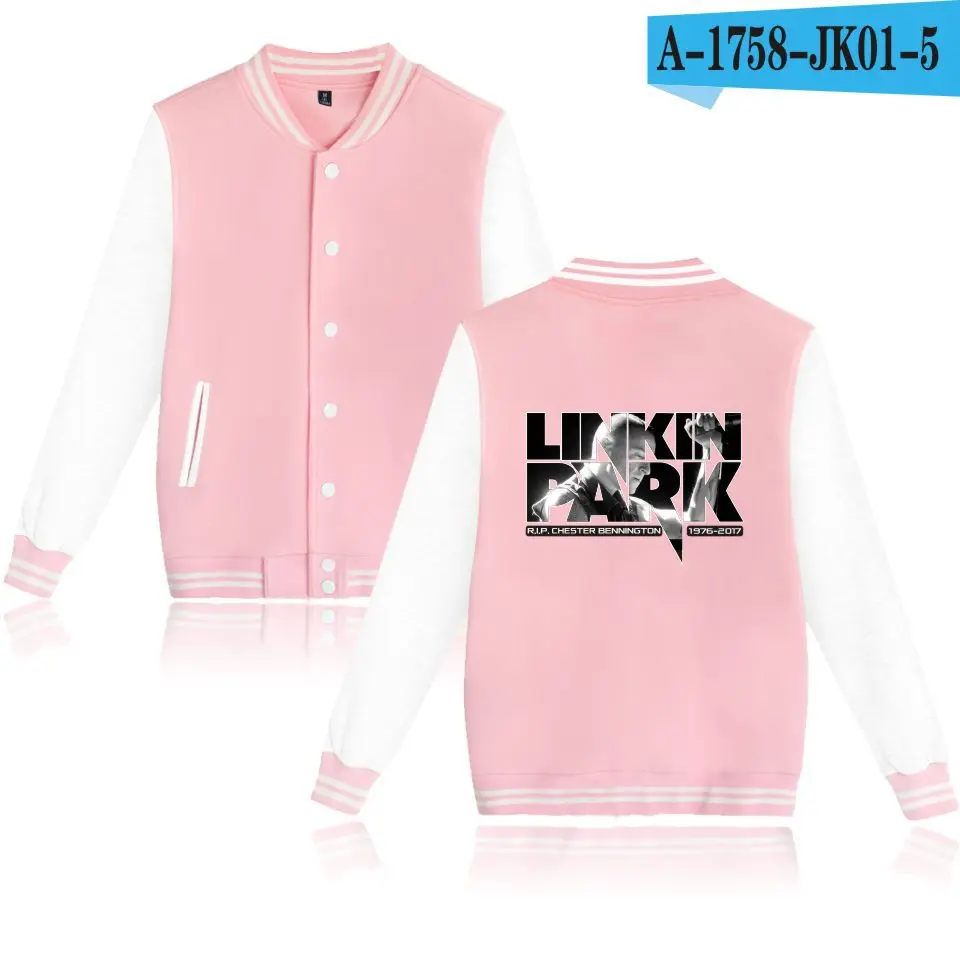 pink and white Осень новое поступление хип хоп бейсбольная куртка Униформа пальто Linkin худи Честер Толстовка Rip Harajuku мужские худи - Цвет: pink and white