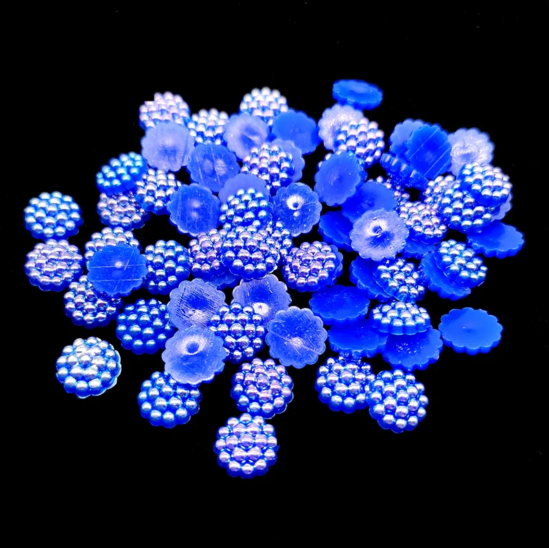 Blue 100 шт 10 мм плоские с оборота бусины полукруглые поделки из жемчуга акриловые цветные бусины для скрапбукинга украшения своими руками - Цвет: Blue