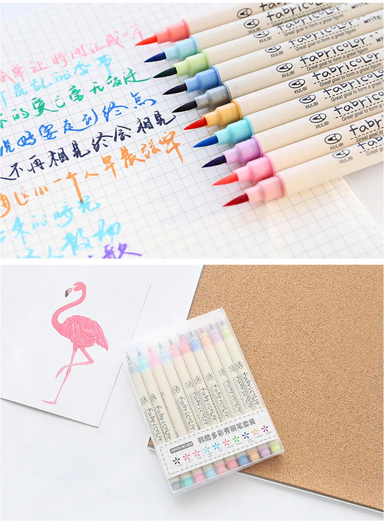 10 шт./лот Fineliner мягкая кисть ручка художественные цветные маркеры набор карандашей Сделай Сам каллиграфия Рисование письма школьные канцелярские принадлежности