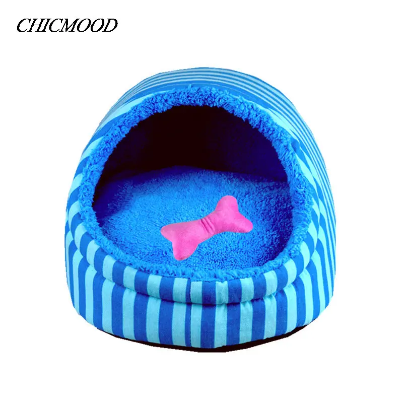 

2017 New Cute Dot Striped Pet Cat Dog Princess Bed Nest Washable Small Dogs Warm House Kennel Dog Bed Free shipping