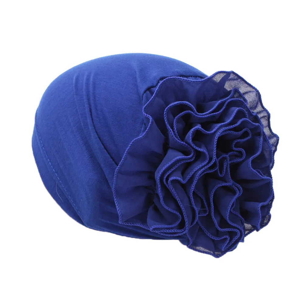 Для женщин цветок удобные мусульманские рюшами Рак Chemo Hat Beanie шарф Тюрбан Глава