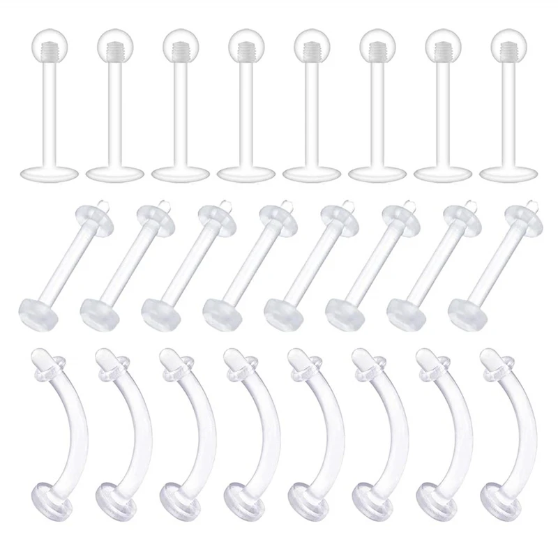 

Clear Cartilage Earring 16G Clear Acrylic Bioflex Tragus Retainer Lip Rings Nose Studs Labret Monroe Ear Rook Helix Earring
