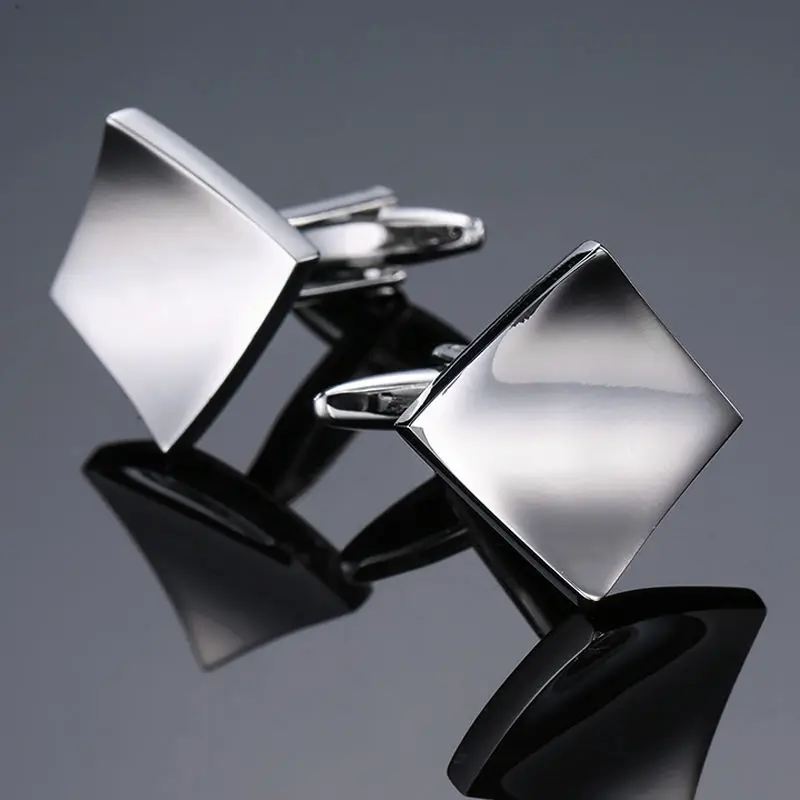 Silver folds Высокое качество Эмаль Медь Материал Лазерная металлическая линия, решетки манжеты Модные мужские французские рубашки манжеты запонки - Окраска металла: Silver folds