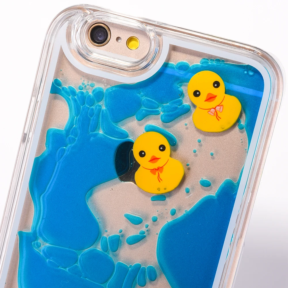 Для iPhone 6 Чехол 3D прозрачная струящаяся жидкость для плавания желтая утка задняя