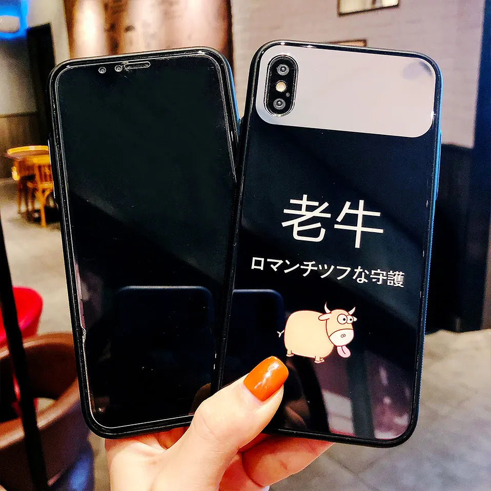 Cover Glass For iPhone 7 6s 8 Plus 6 Capa Funda X Cases Tempered Phone Case Coque |
