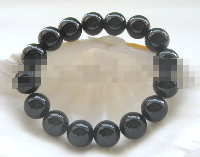 

Big 14mm round black onyx bracelet