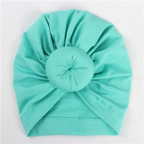 Light Blue Мода Пончик детская шапка новорожденных эластичные хлопковые детские шапочки Кепки многоцветный Младенческая тюрбан Шапки 1 предмет - Цвет: Light Blue