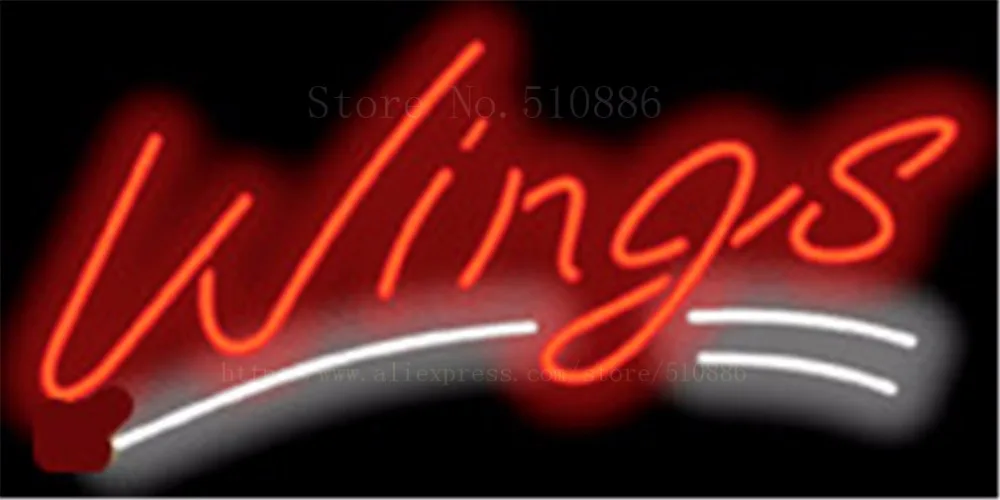 

Неоновая вывеска с крыльями, настоящий стеклянный светильник для пивного бара, паба, вывески, витрина для магазина, упаковка, лампы для еды, ...