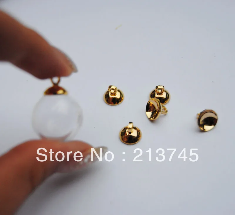 

Free ship!!! 20sets/lot 16mm*4mm(opening) glass bubble & 6mm cap with ring set DIY Glass ball cover bottle vial pendant