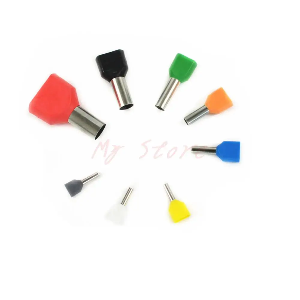 100 шт. тип двойной трубы изолированный холодный пресс Клеммная игла конец