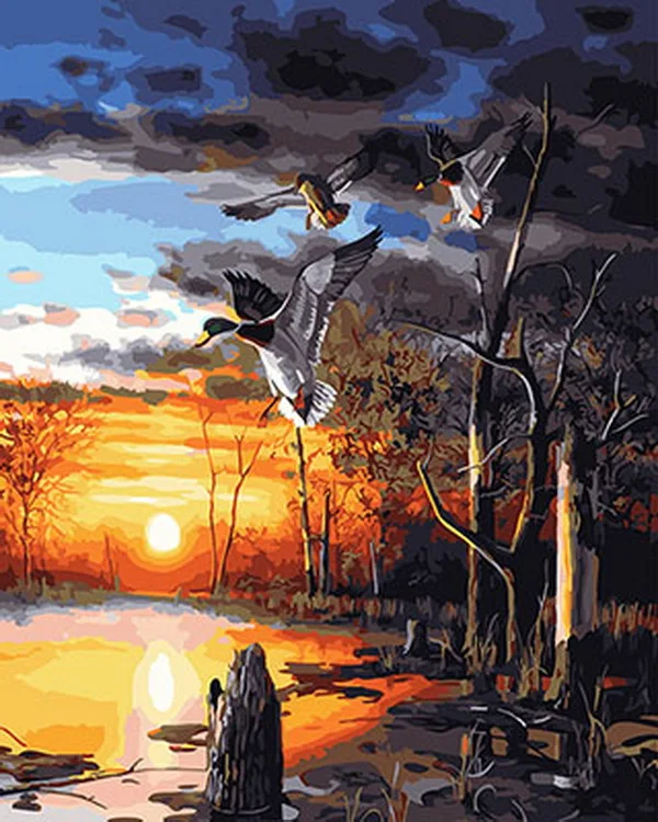 

Frameless picture oil painting by numbers wall decor diy painting on canvas for home decor 4050 sunset