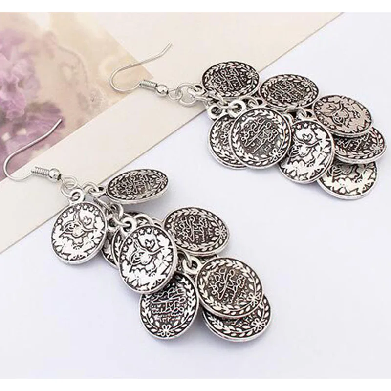 Нильсен Для женщин Серьги диких ретро маленькие круглые карты наборный ухо