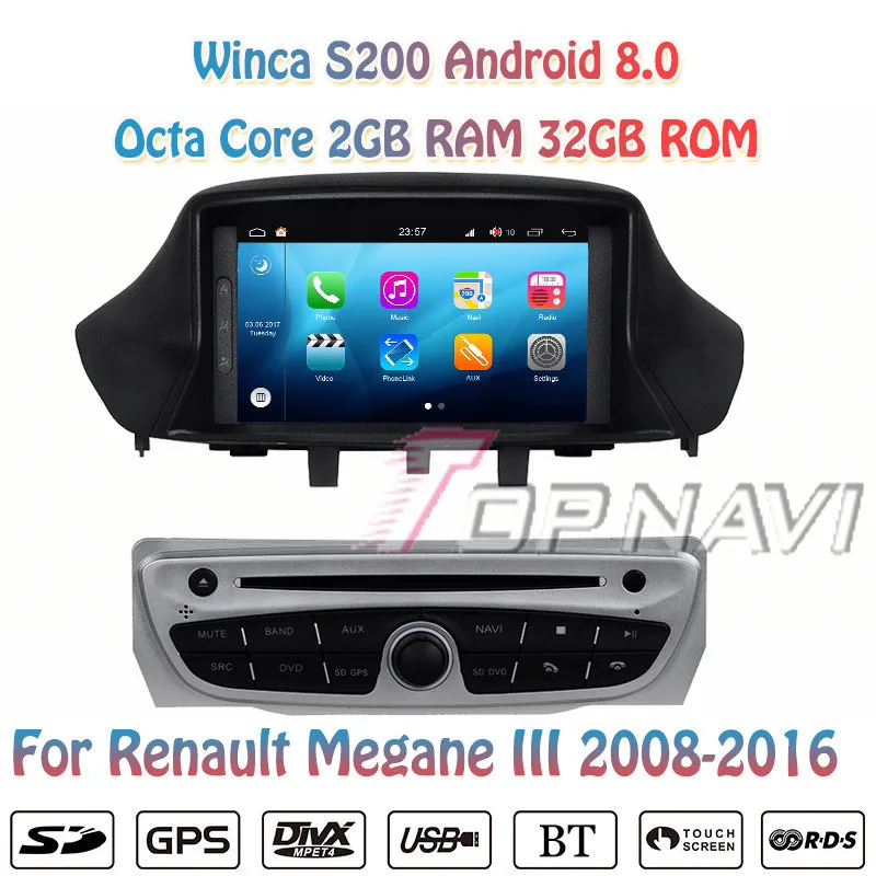 

Topnavi Octa Core S200 Android 8.0 Car DVD Multimedia Player for Megane III Audio Radio Stereo Double DIN GPS Navigation