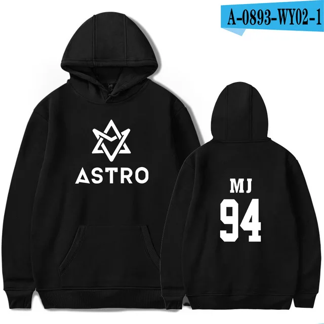 black Kpop Астро звезда Группа печатных толстовки Moletom Harajuku Толстовка пуловер, худи в повседневном стиле куртка в уличном стиле Мужская/женская одежда - Цвет: black