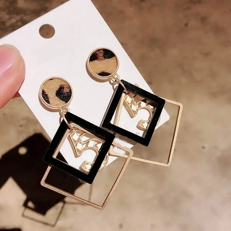 Женские квадратные серьги подвески большие геометрические в Корейском стиле с
