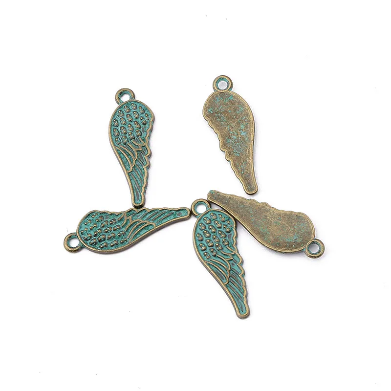 30 шт. антикварные греческие бронзовые перья подвеска Крыло ангела Подвески