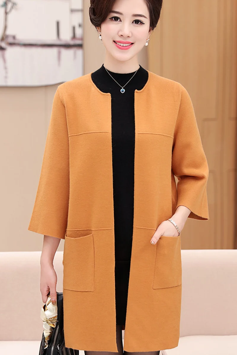 Женская осенне-зимняя трикотажная куртка большого размера XL длинный кашемировый